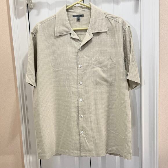 Johnston & Murphy Silk men’s size M shirt silk & cotton natural fibers textured - Picture 1 of 6